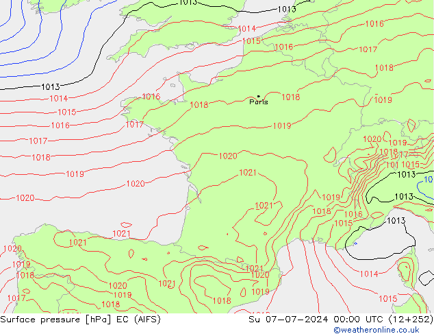 pressão do solo EC (AIFS) Dom 07.07.2024 00 UTC