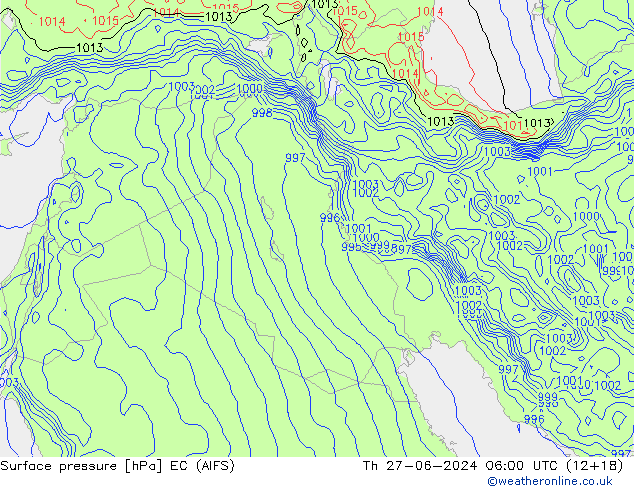 Luchtdruk (Grond) EC (AIFS) do 27.06.2024 06 UTC