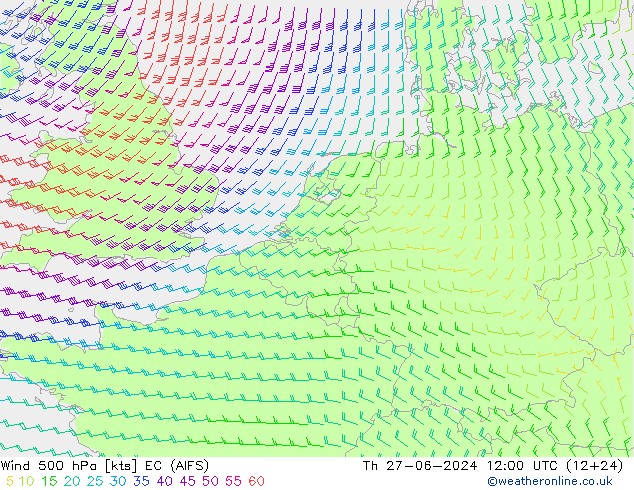 风 500 hPa EC (AIFS) 星期四 27.06.2024 12 UTC