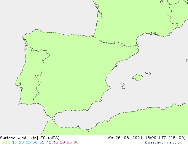 Wind 10 m EC (AIFS) wo 26.06.2024 18 UTC