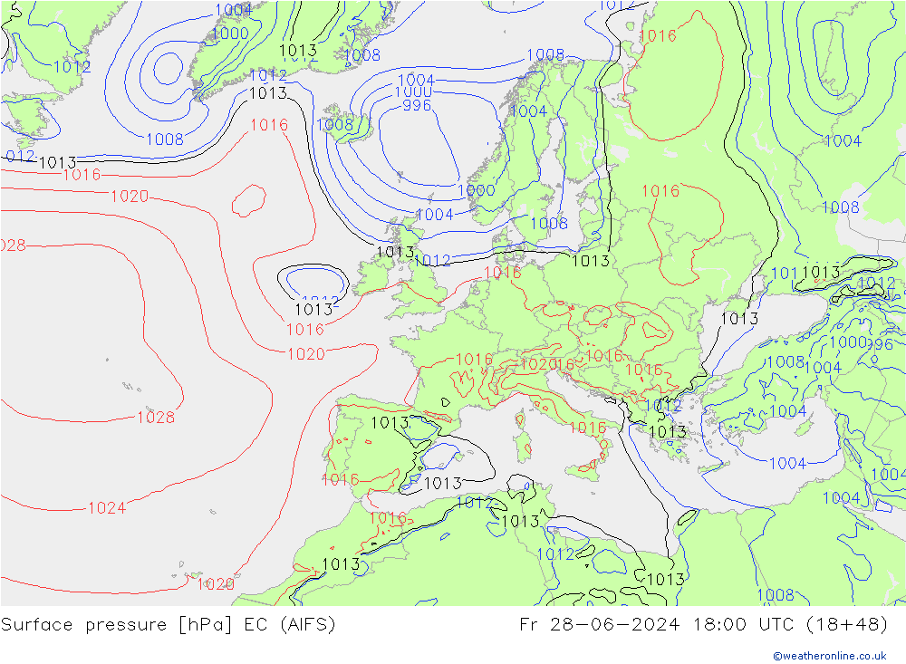 Luchtdruk (Grond) EC (AIFS) vr 28.06.2024 18 UTC