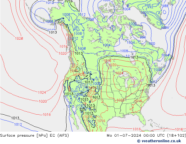 地面气压 EC (AIFS) 星期一 01.07.2024 00 UTC
