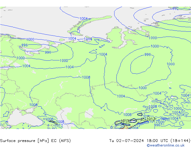 Luchtdruk (Grond) EC (AIFS) di 02.07.2024 18 UTC