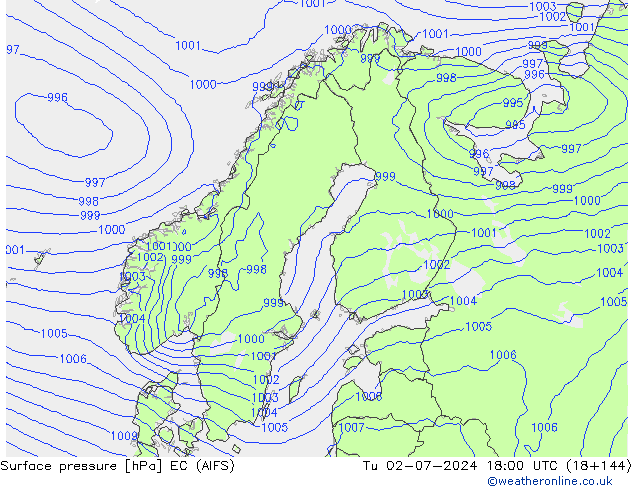 Luchtdruk (Grond) EC (AIFS) di 02.07.2024 18 UTC