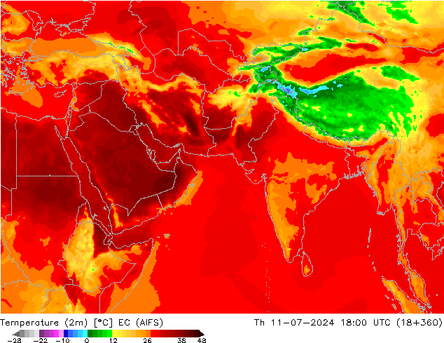 温度图 EC (AIFS) 星期四 11.07.2024 18 UTC