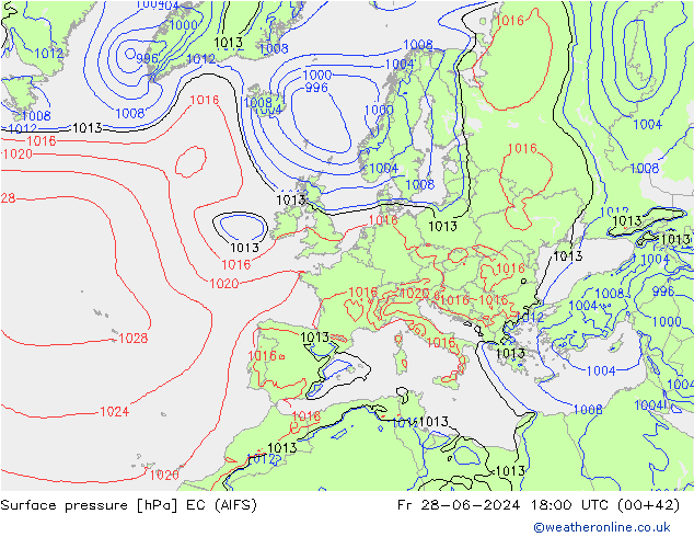 Bodendruck EC (AIFS) Fr 28.06.2024 18 UTC