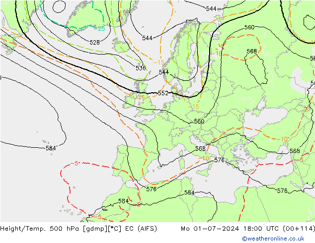 Hoogte/Temp. 500 hPa EC (AIFS) ma 01.07.2024 18 UTC