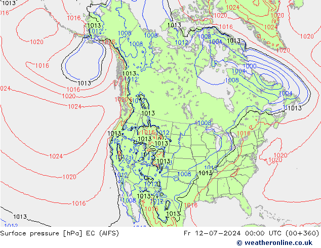 Surface pressure EC (AIFS) Fr 12.07.2024 00 UTC