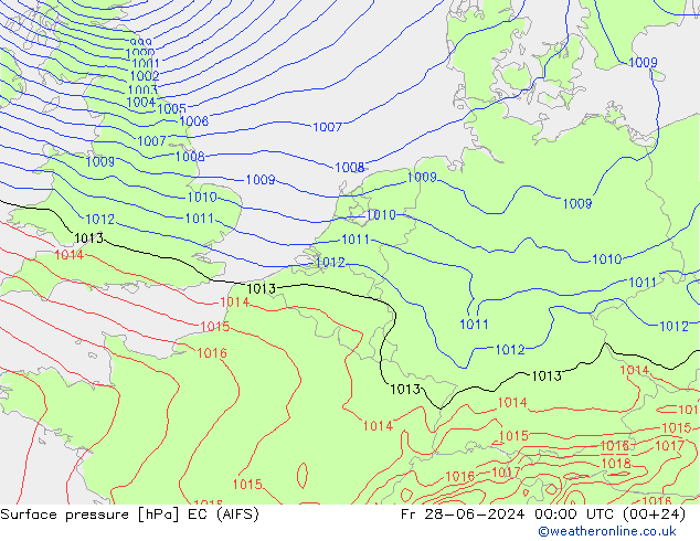 地面气压 EC (AIFS) 星期五 28.06.2024 00 UTC