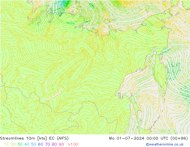 Stroomlijn 10m EC (AIFS) ma 01.07.2024 00 UTC