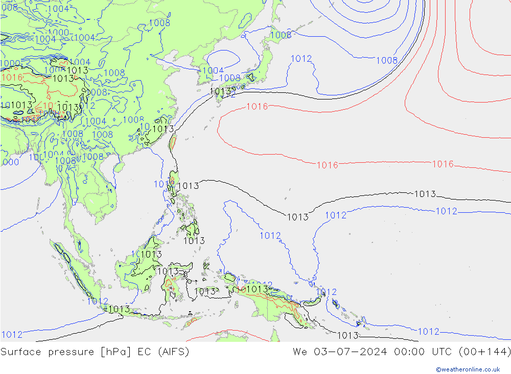 Luchtdruk (Grond) EC (AIFS) wo 03.07.2024 00 UTC