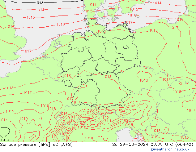 Luchtdruk (Grond) EC (AIFS) za 29.06.2024 00 UTC