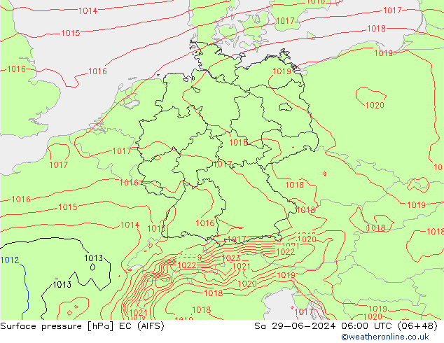 Luchtdruk (Grond) EC (AIFS) za 29.06.2024 06 UTC