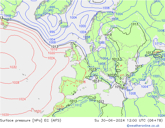 приземное давление EC (AIFS) Вс 30.06.2024 12 UTC