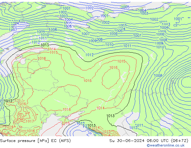 Luchtdruk (Grond) EC (AIFS) zo 30.06.2024 06 UTC