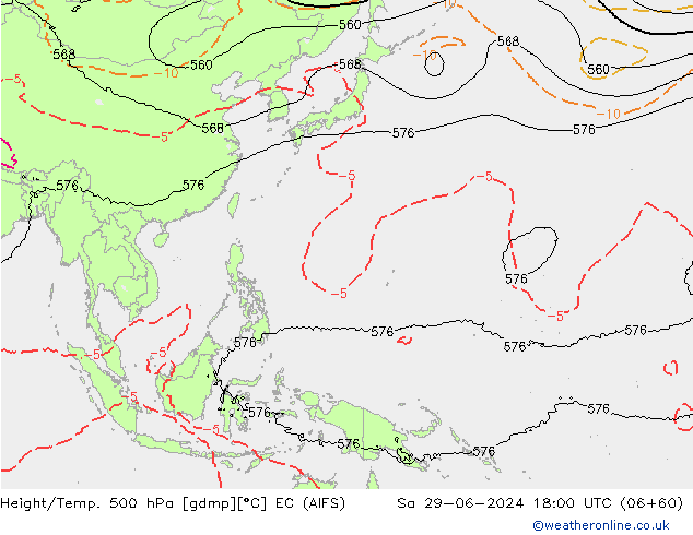 Hoogte/Temp. 500 hPa EC (AIFS) za 29.06.2024 18 UTC