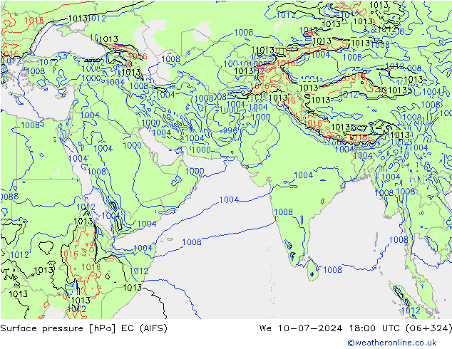 Atmosférický tlak EC (AIFS) St 10.07.2024 18 UTC