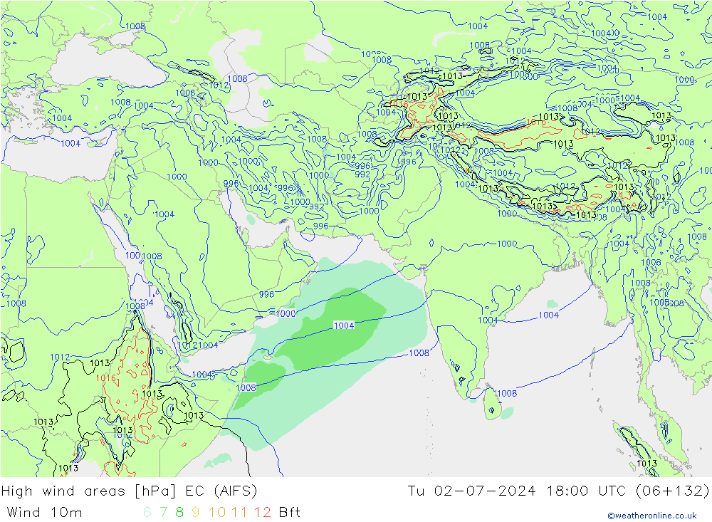 Windvelden EC (AIFS) di 02.07.2024 18 UTC