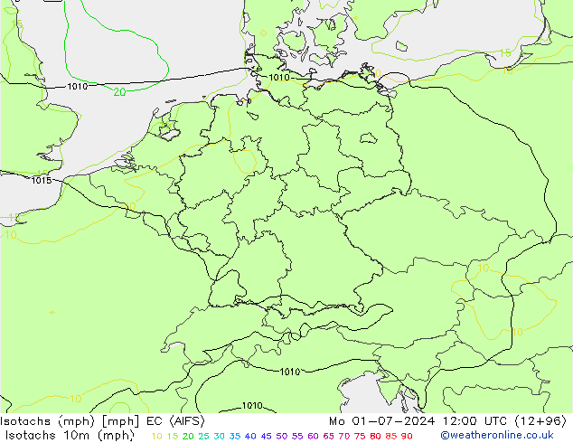 Isotachen (mph) EC (AIFS) ma 01.07.2024 12 UTC