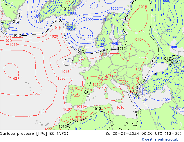 Presión superficial EC (AIFS) sáb 29.06.2024 00 UTC