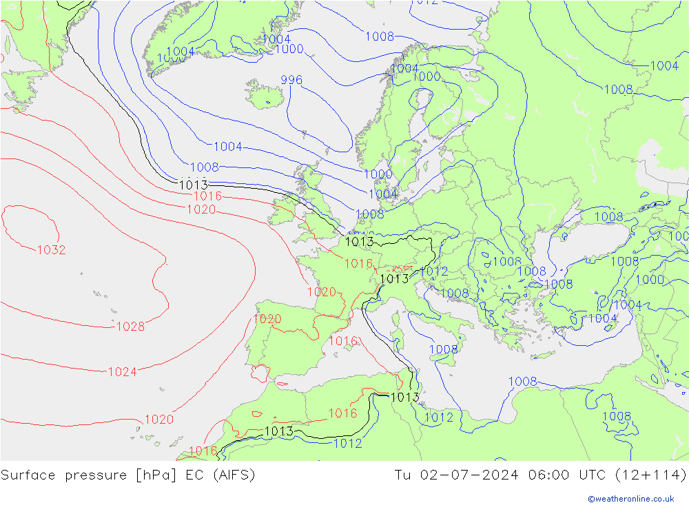 地面气压 EC (AIFS) 星期二 02.07.2024 06 UTC