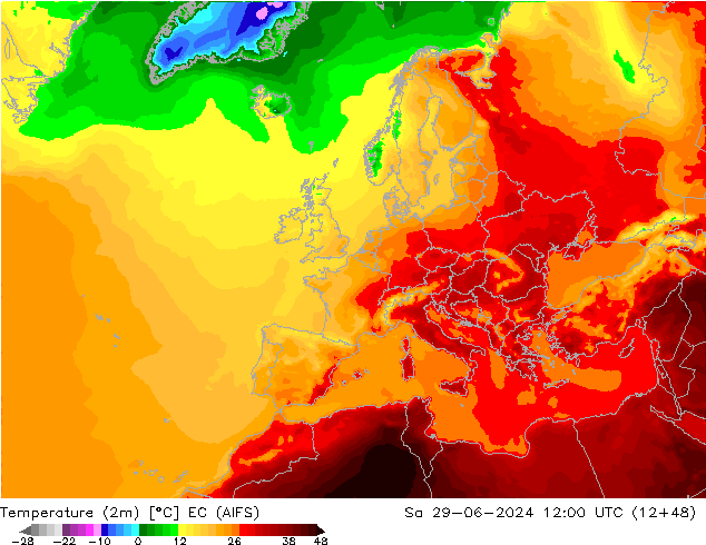 Temperatura (2m) EC (AIFS) sáb 29.06.2024 12 UTC