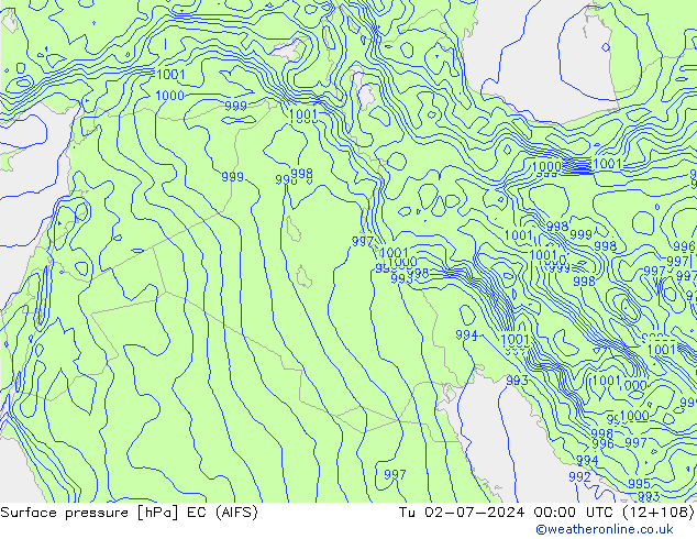 Luchtdruk (Grond) EC (AIFS) di 02.07.2024 00 UTC