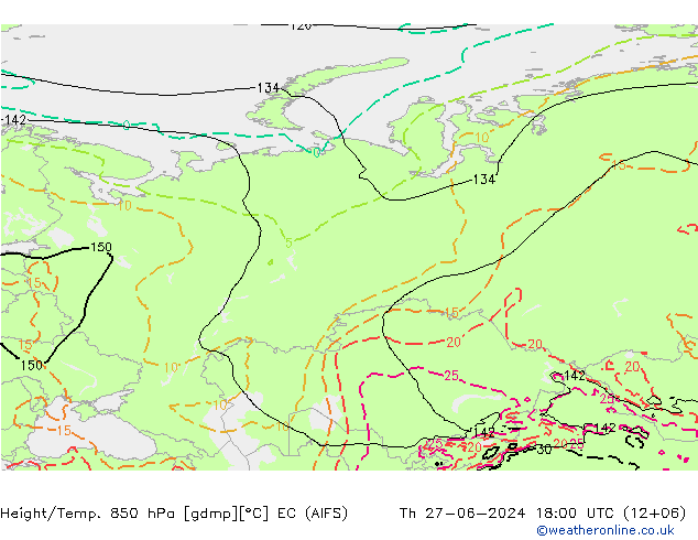 Hoogte/Temp. 850 hPa EC (AIFS) do 27.06.2024 18 UTC