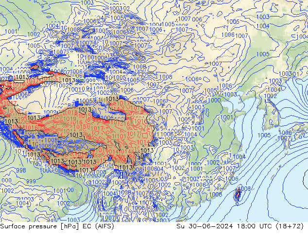 地面气压 EC (AIFS) 星期日 30.06.2024 18 UTC