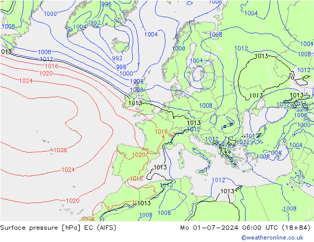 地面气压 EC (AIFS) 星期一 01.07.2024 06 UTC
