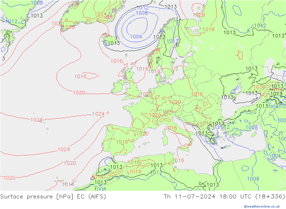 Luchtdruk (Grond) EC (AIFS) do 11.07.2024 18 UTC