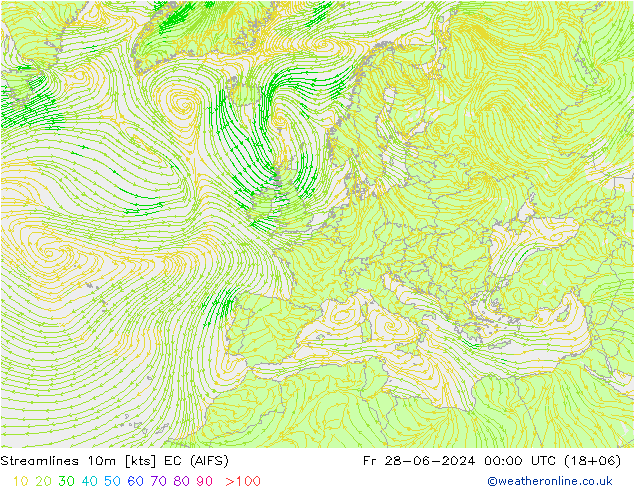 风 10m EC (AIFS) 星期五 28.06.2024 00 UTC