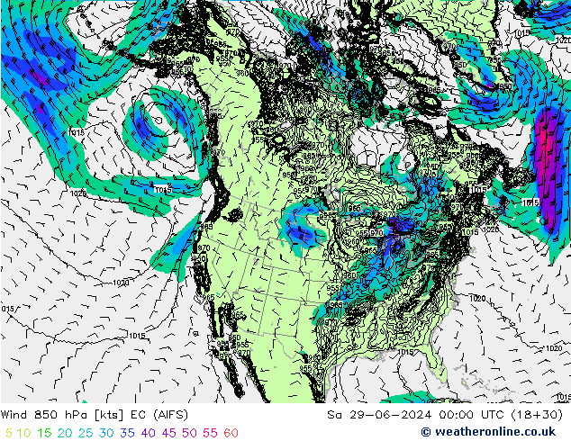 Rüzgar 850 hPa EC (AIFS) Cts 29.06.2024 00 UTC