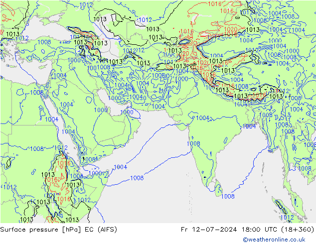 地面气压 EC (AIFS) 星期五 12.07.2024 18 UTC