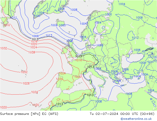 Presión superficial EC (AIFS) mar 02.07.2024 00 UTC