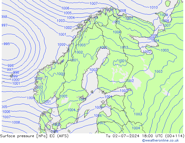 pressão do solo EC (AIFS) Ter 02.07.2024 18 UTC