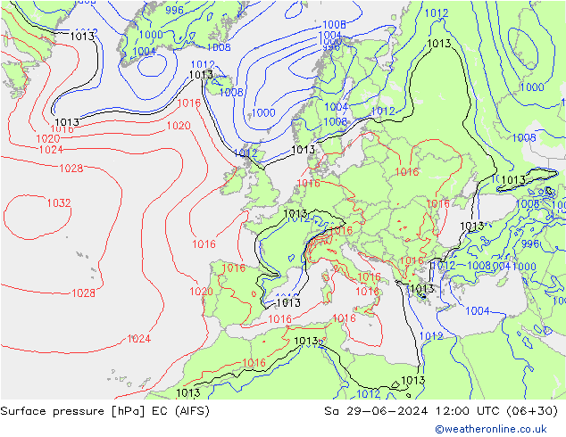 pression de l'air EC (AIFS) sam 29.06.2024 12 UTC