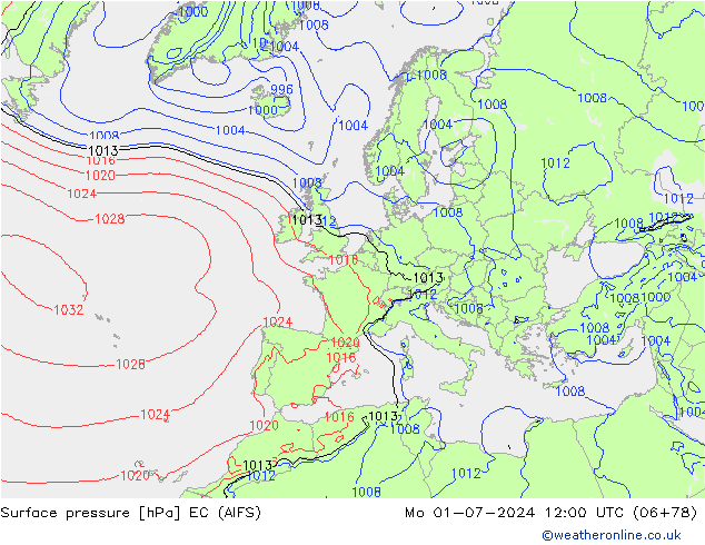 приземное давление EC (AIFS) пн 01.07.2024 12 UTC