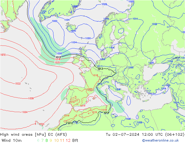 Windvelden EC (AIFS) di 02.07.2024 12 UTC