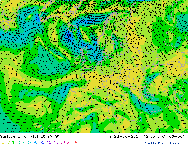 风 10 米 EC (AIFS) 星期五 28.06.2024 12 UTC