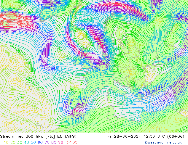 风 300 hPa EC (AIFS) 星期五 28.06.2024 12 UTC
