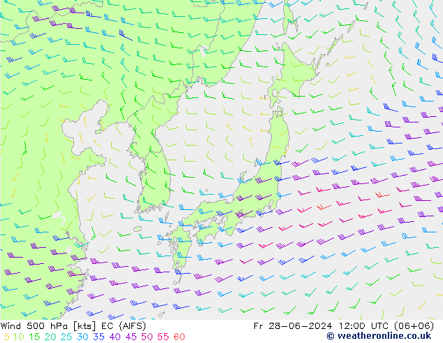 Wind 500 hPa EC (AIFS) vr 28.06.2024 12 UTC