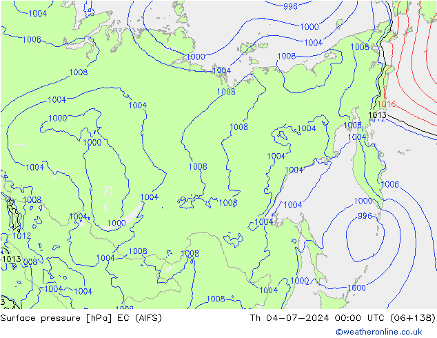 Luchtdruk (Grond) EC (AIFS) do 04.07.2024 00 UTC