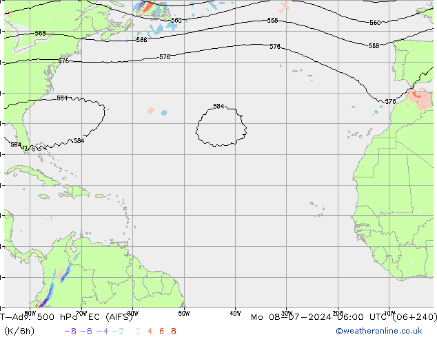 T-Adv. 500 hPa EC (AIFS) ma 08.07.2024 06 UTC