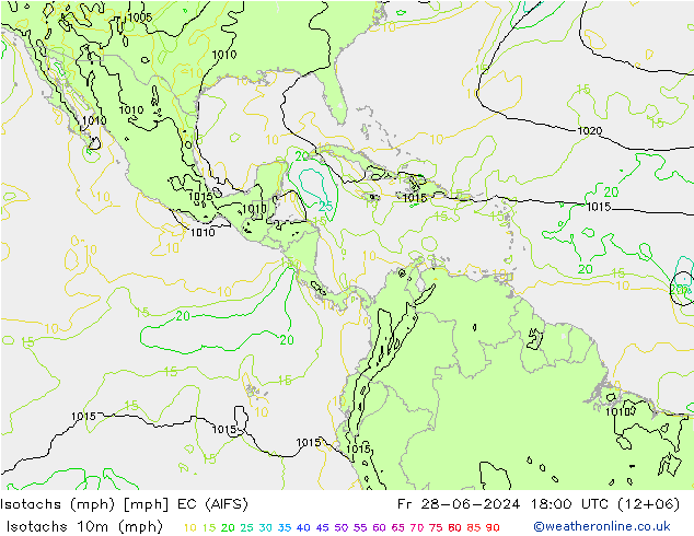 Isotachen (mph) EC (AIFS) vr 28.06.2024 18 UTC
