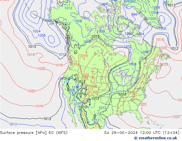 地面气压 EC (AIFS) 星期六 29.06.2024 12 UTC