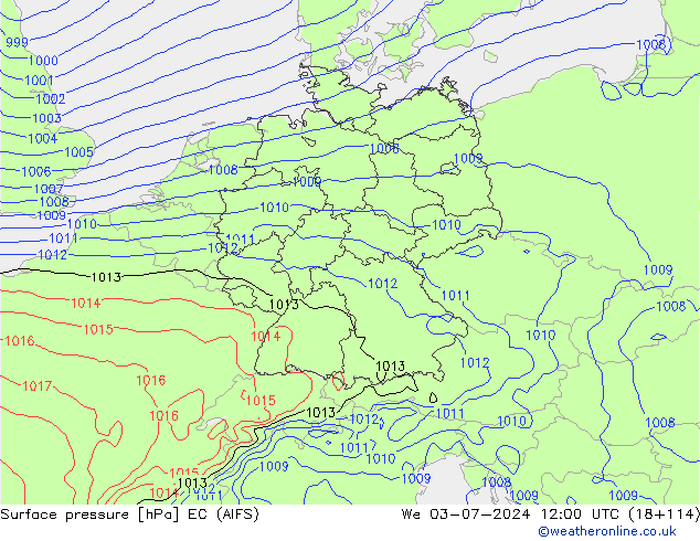 Luchtdruk (Grond) EC (AIFS) wo 03.07.2024 12 UTC