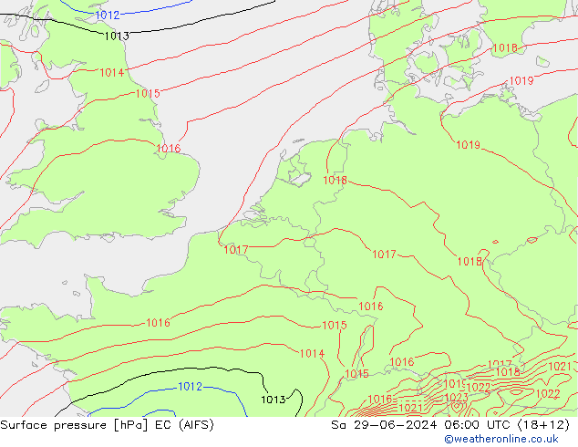 地面气压 EC (AIFS) 星期六 29.06.2024 06 UTC