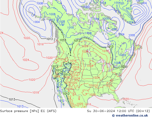 地面气压 EC (AIFS) 星期日 30.06.2024 12 UTC