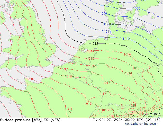 地面气压 EC (AIFS) 星期二 02.07.2024 00 UTC